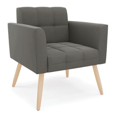 Poltrona Elisa Suede Pés Palito Natural - D'rossi Cor Grafite