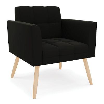 Poltrona Elisa Suede Pés Palito Natural - D'rossi Cor Preto