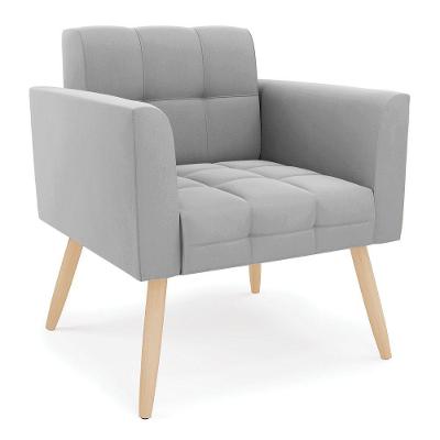 Poltrona Elisa Suede Pés Palito Natural - D'rossi Cor Cinza