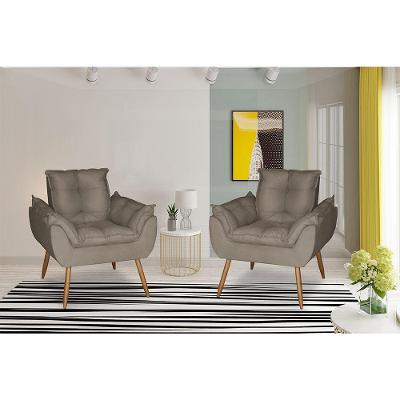 Kit 2 Poltronas Opala Decorativa Suede Capuccino