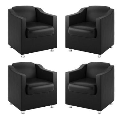 Kit 4 Poltronas Para Recepção Clínica Dentista ? Preto