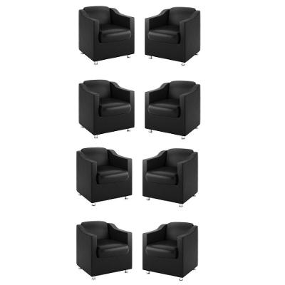 Kit 8 Poltronas Para Recepção Cor Courino Preta