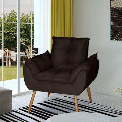 Poltrona Opala Decorativa Suede Marrom