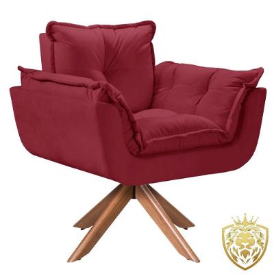 Poltrona Opalla Giratória Madeira Suede D Salla Bordô