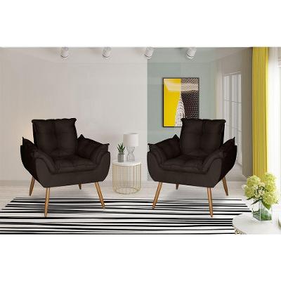 Kit 2 Poltronas Opala Decorativa Suede Marrom