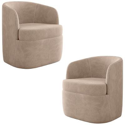 Kit 2 Poltronas Giratória Decorativa Para Sala Dandara K04 Veludo Bege - Mpozenato