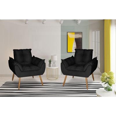 Kit 2 Poltronas Opala Decorativa Suede Preto