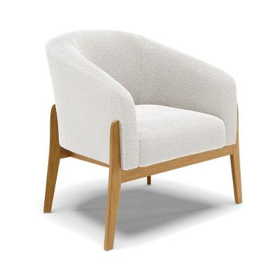 Poltrona Stella Bouclê Base Madeira Castanho - D'rossi Cor Off White