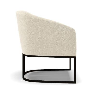Kit 2 Poltronas Stella Bouclê Bege Base Metálica Industrial Preto - D'rossi
