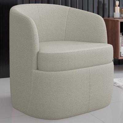 Poltrona Giratória Decorativa Para Sala Dandara K04 Bouclê Bege - Mpozenato