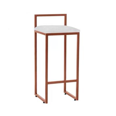 Banqueta Industrial Premium Bar Cozinha Bistrô Aço Dori Cobre Assento Suede Branco - Preto