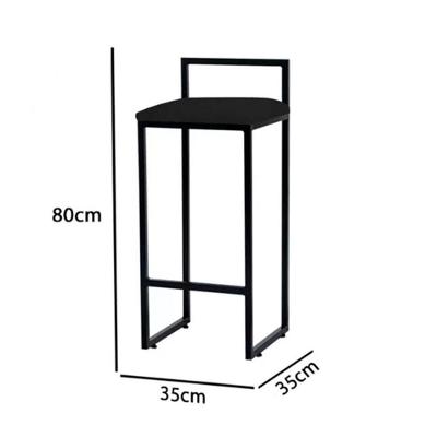 Kit 2 Banquetas Altas Industriais Em Aço Dori Preto Assento Corino Preto - Preto