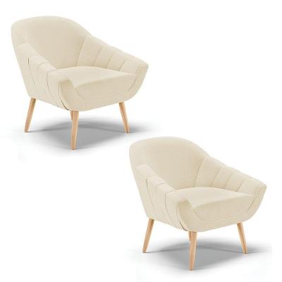 Kit 02 Poltronas Giovana Linho Bege A19 Natural