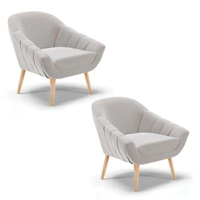 Kit 02 Poltronas Giovana Veludo Natural Cinza