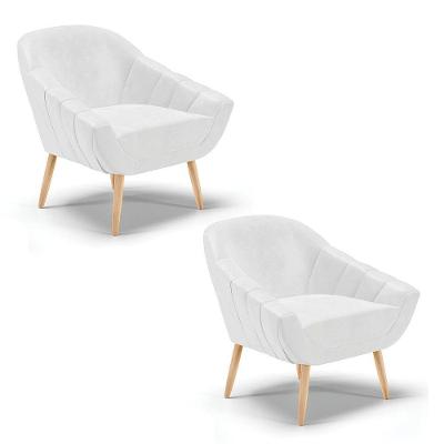 Kit 02 Poltronas Giovana Corano Natural Branco
