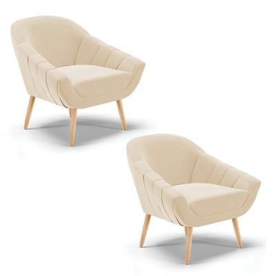 Kit 02 Poltronas Giovana Suede Natural Bege