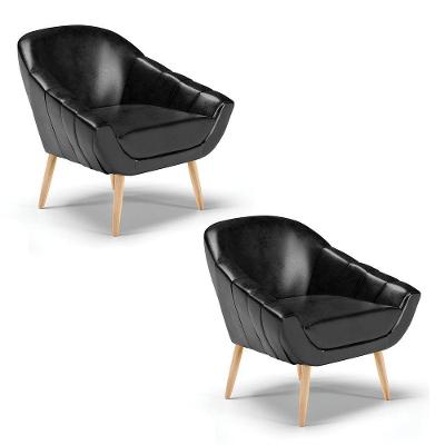 Kit 02 Poltronas Giovana Corano Natural Preto