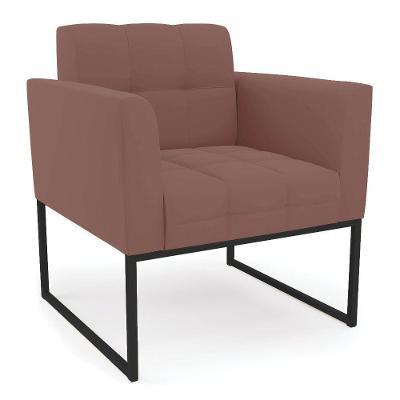 Poltrona Elisa Veludo Base Metálica Industrial Preto - D'rossi Cor Rose