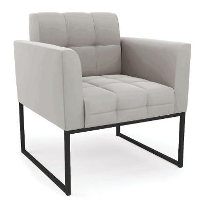 Poltrona Elisa Veludo Base Metálica Industrial Preto - D'rossi Cor Cinza