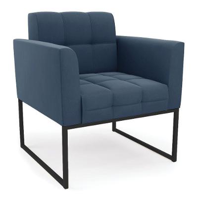 Poltrona Elisa Suede Base Metálica Industrial Preto - D'rossi Cor Azul Marinho
