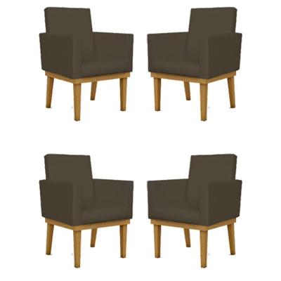 Kit 04 Poltronas Reforçadas Escritório Courino Cor marrom