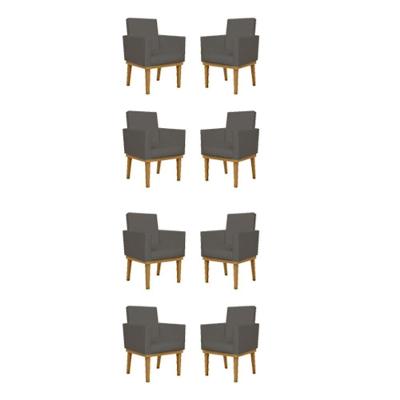 Kit 08 Poltronas Reforçadas Escritório Courino Cor marrom