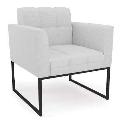 Poltrona Elisa Linho Base Metálica Industrial Preto - D'rossi Cor A05 Cinza