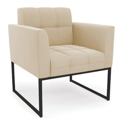 Poltrona Elisa Suede Base Metálica Industrial Preto - D'rossi Cor Bege