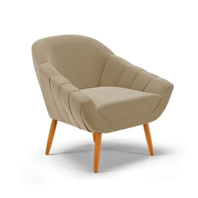 Poltrona Giovana Suede Marrom Rato Pés Palito Castanho