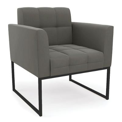 Poltrona Elisa Suede Base Metálica Industrial Preto - D'rossi Cor Grafite