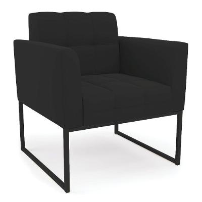 Poltrona Elisa Veludo Preto Base Metálica Industrial Preto - D'rossi