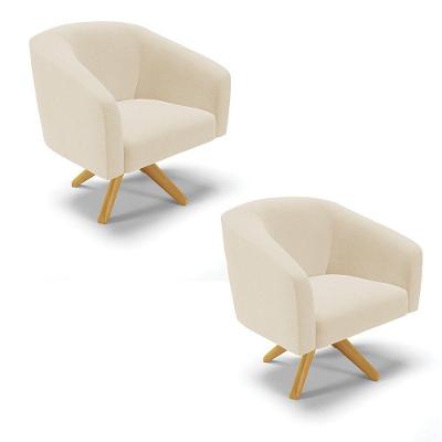 Kit 02 Poltronas Stella Linho Grosso Bege A19