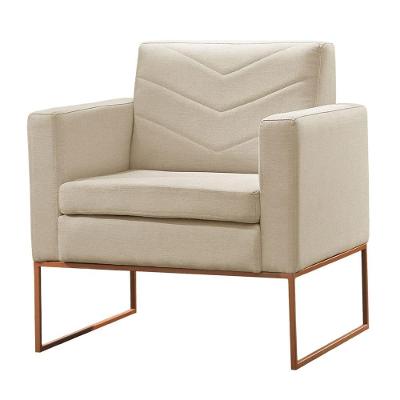 Poltrona Apolo Luxo Base Bronze Castellar Móbile Veludo Bege Claro Veludo Bege Claro