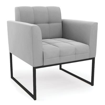 Poltrona Elisa Suede Cinza Base Metálica Industrial Preto - D'rossi