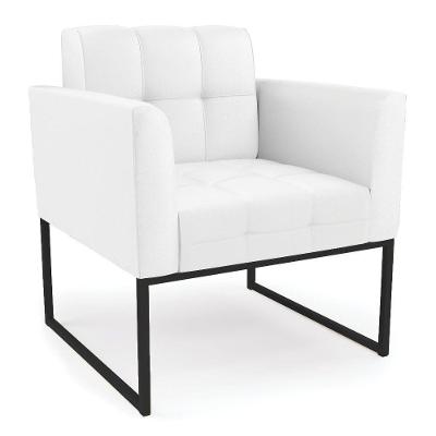 Poltrona Elisa Corino Branco Base Metálica Industrial Preto - D'rossi