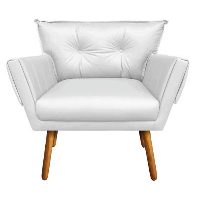 Poltrona Corino Branco Pés Palito Castanho