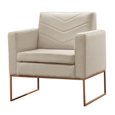 Poltrona Apolo Luxo Base Bronze Castellar Móbile Linho Bege Claro Linho Bege Claro