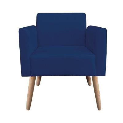 Kit 1 Namoradeira E 1 Poltrona Marisa Suede Azul Marinho