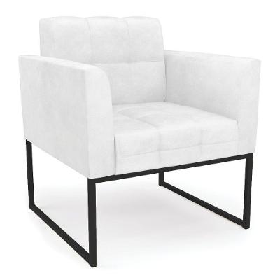 Poltrona Elisa Corano Branco Base Metálica Industrial Preto - D'rossi