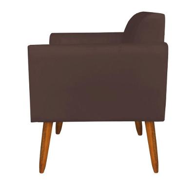 Poltrona Marisa Suede Marrom Pés Palito Castanho