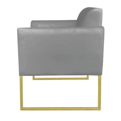 Kit 02 Poltronas Marisa Grafite Base Dourado