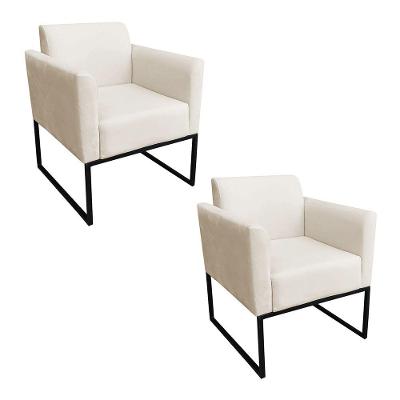 Kit 02 Poltronas Marisa Base Preto Bege