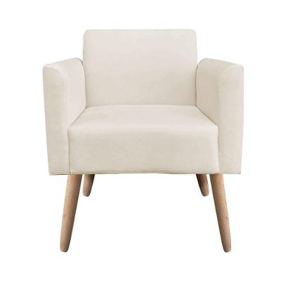 Poltrona Marisa Suede Bege Pés Palito Natural D´rossi