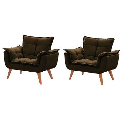 Kit De Poltronas Decorativas Opala Marrom