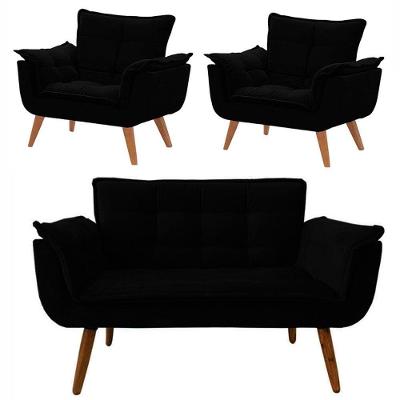 Conjunto De Poltronas Opalas 1 Namoradeira Preta