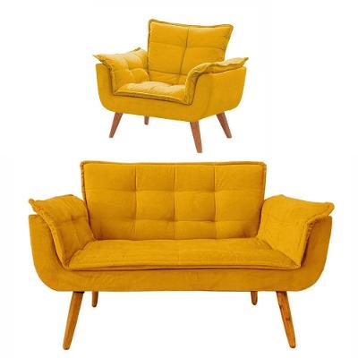 Conjunto De Poltronas Opala 1 Namoradeira Amarela