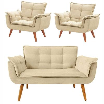 Conjunto De Poltronas Opalas 1 Namoradeira Bege