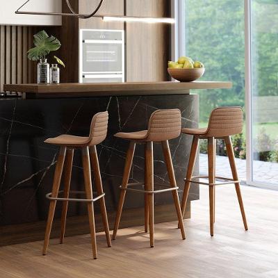 Kit 3 Banquetas Altas Luxo Terracota Marrom