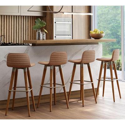 Kit 4 Banquetas Altas Luxo Terracota Marrom