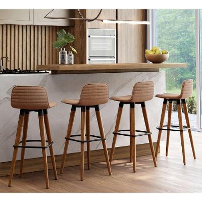 Kit 4 Banquetas Altas Luxo Aço Preto Terracota Preto